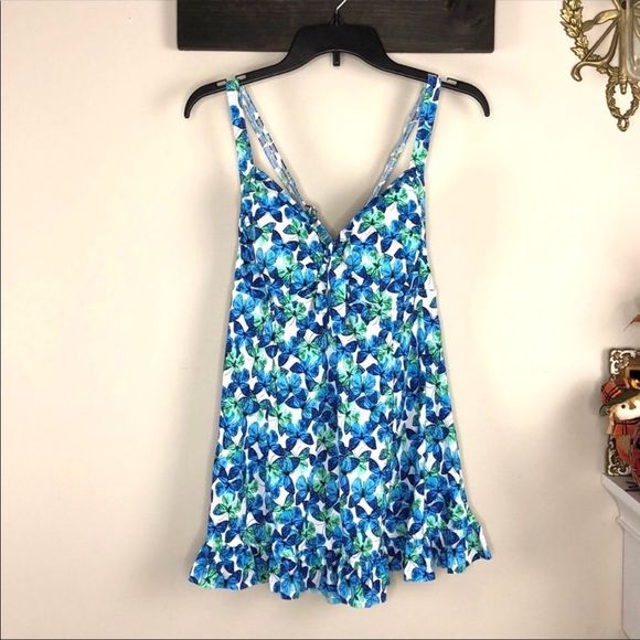 Always for Me Blue Two Piece Flutter Swimdress NWT - Picture 3 of 12